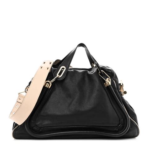 CHLOE Calfskin Large Military Paraty Black 